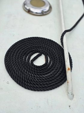 Coiled black rope