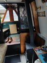 Bramble boat wood burning stove and entrance way