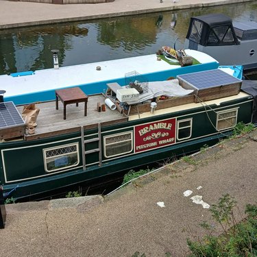 Bramble boat docked on canal