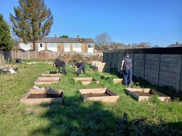 Guys working at Root and Rise in the Sun
